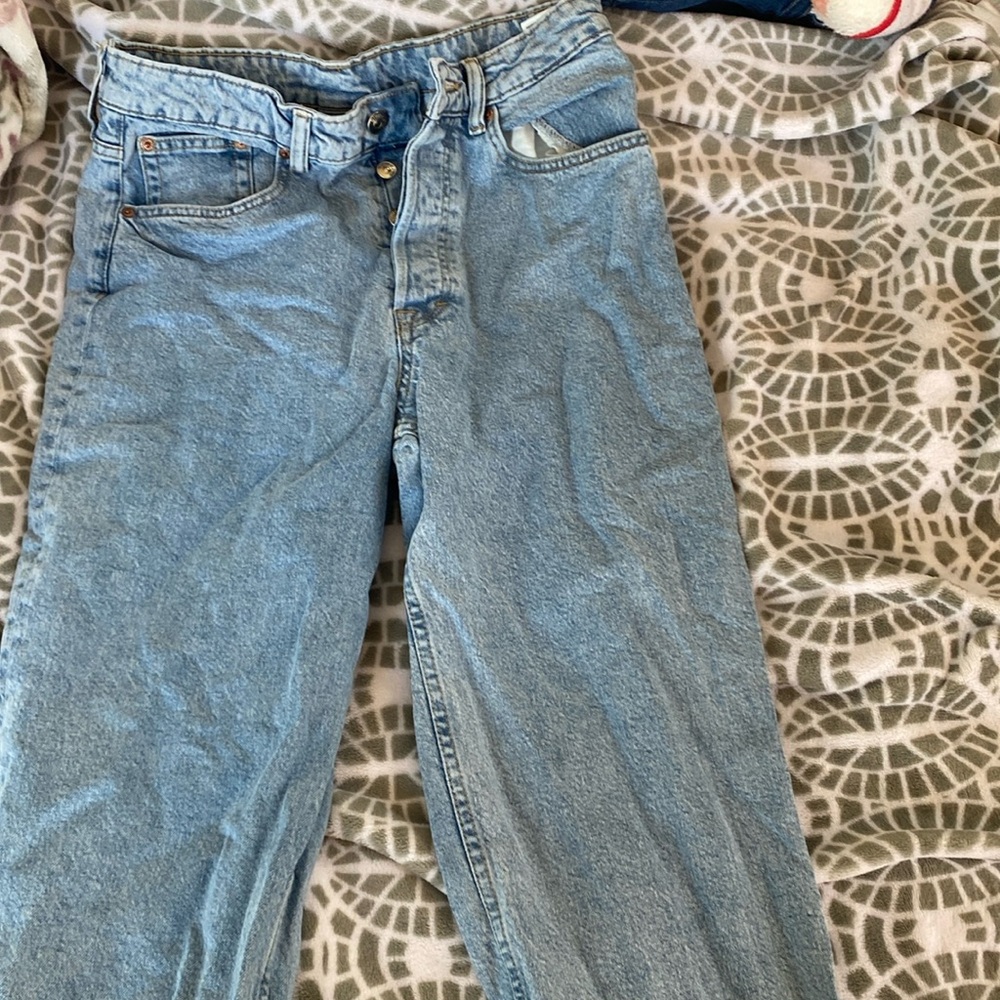 Acid wash wide leg jeans